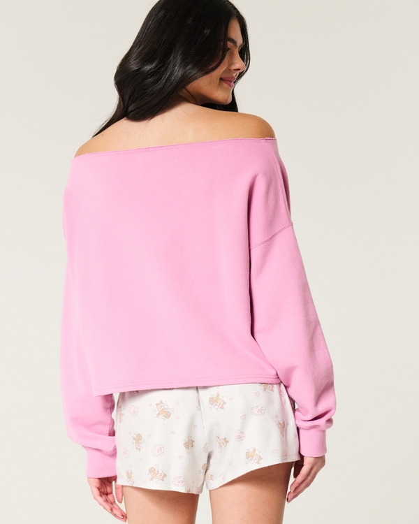 Easy Double Off-the-Shoulder Sweatshirt, Mauve view 2