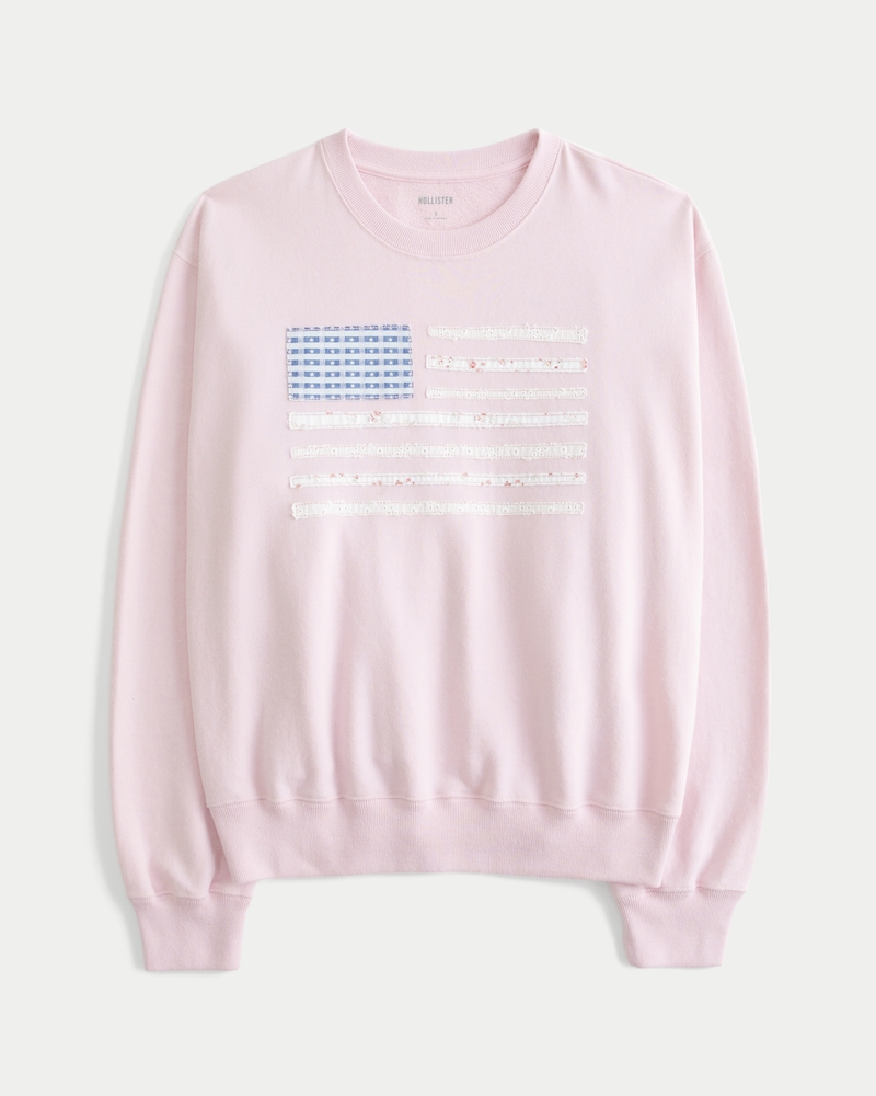 Easy American Flag Graphic Crew Sweatshirt