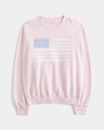 Women's Easy American Flag Graphic Crew Sweatshirt | Women's Tops | HollisterCo.com
