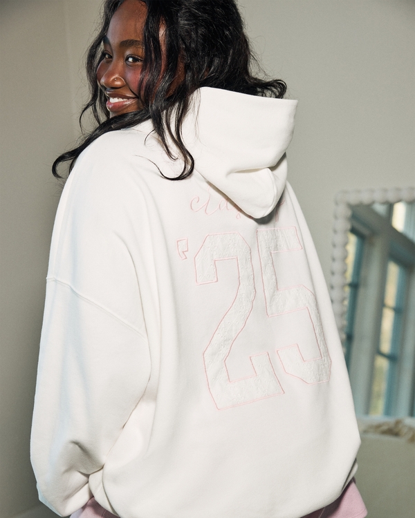 Oversized Class of '25 Graphic Hoodie, Cloud White view 1