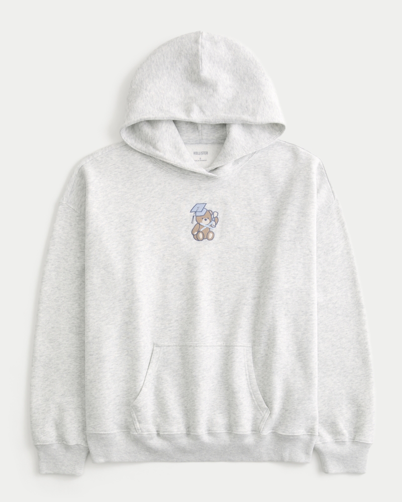 Oversized Grad Bear Graphic Hoodie