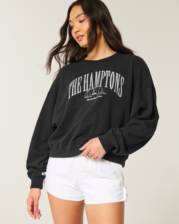 Easy Hamptons Graphic Crew Sweatshirt, Black view 1