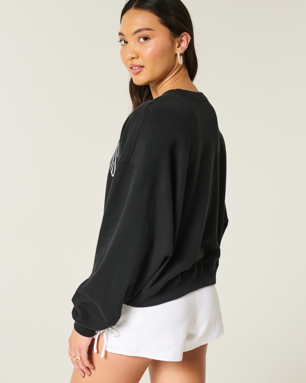 Easy Hamptons Graphic Crew Sweatshirt, Black view 2