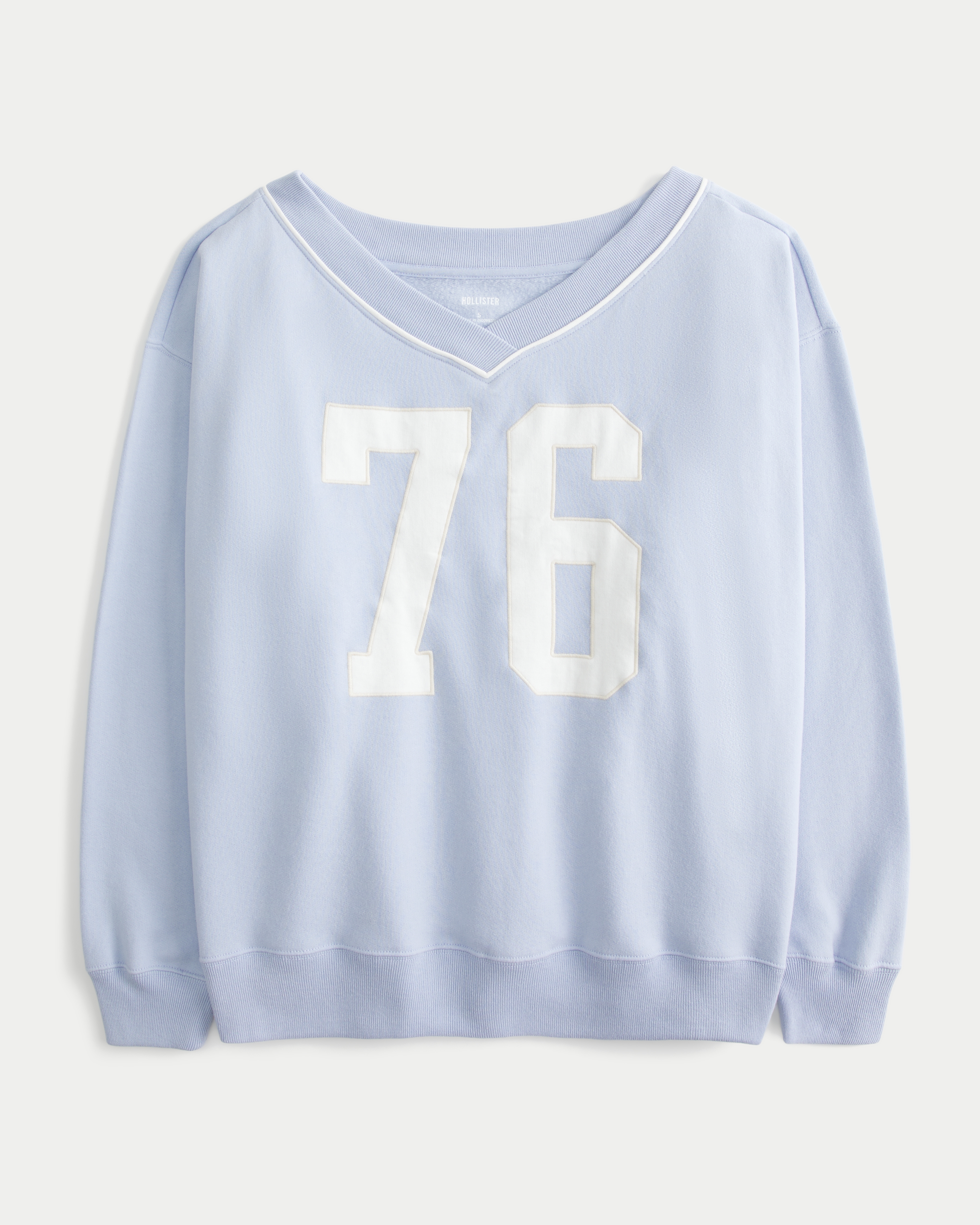 Tシャツ・カットソー HUECLOSET NYC Nylon V Neck Sweat Shirt SE119 NY Sweatshirt - Round Neck Letter Graphic, Cute Oversized