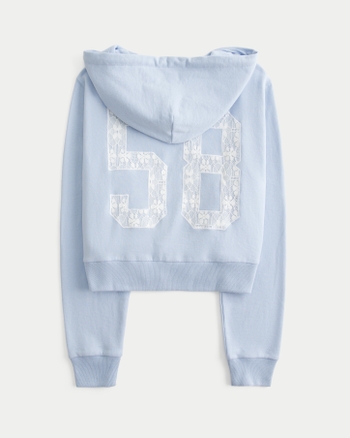 ClariS フーディー ウィメンズ ジップアップ レース グラフィック テリーフーディー