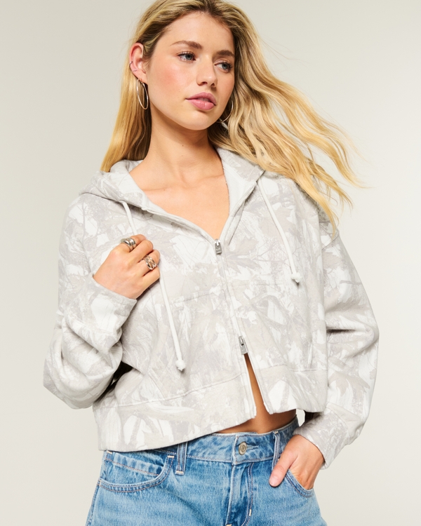 Easy Camo Zip-Up Hoodie, White Camo view 1