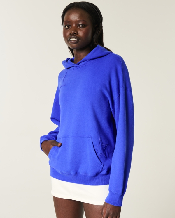Oversized Star Graphic Hoodie, Cobalt view 1