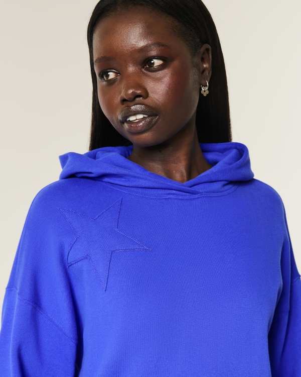 Oversized Star Graphic Hoodie, Cobalt view 2