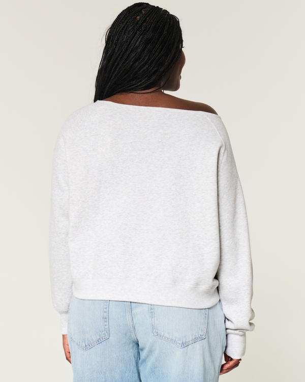 Easy Off-the-Shoulder Number Graphic Sweatshirt, Light Heather Gray view 2