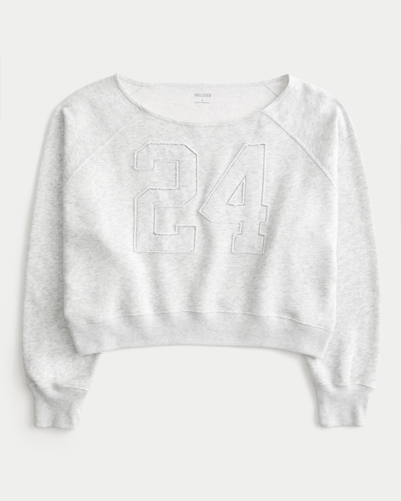 Easy Off-the-Shoulder Number Graphic Sweatshirt