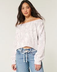 Easy Off-the-Shoulder Camo Pattern Sweatshirt