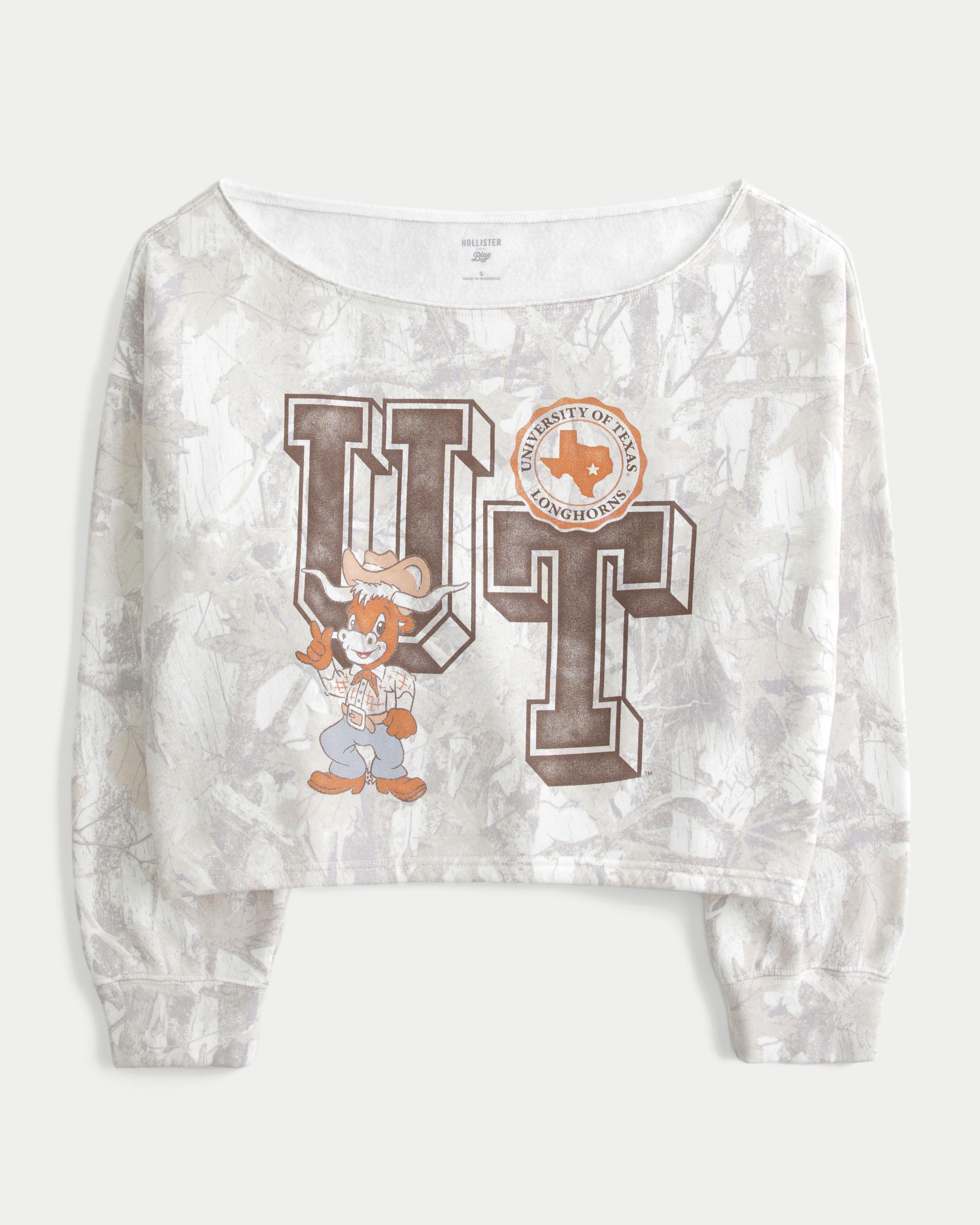 Easy Double Off-the-Shoulder University of Texas Graphic Sweatshirt