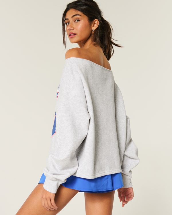 Easy Off-the-Shoulder University of Arizona Graphic Sweatshirt, Light Heather Grey view 2
