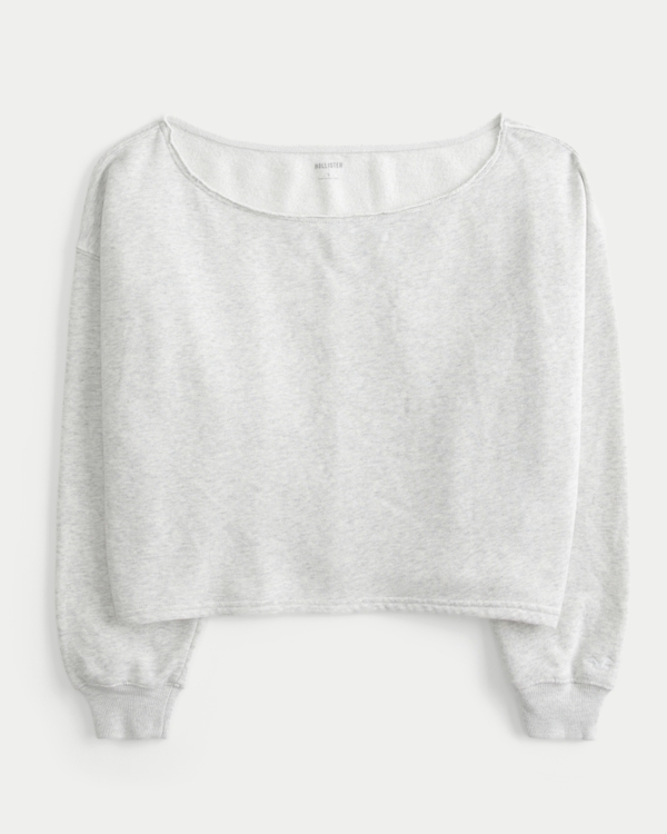 Easy Double Off-the-Shoulder Sweatshirt, Light Heather Grey view 1