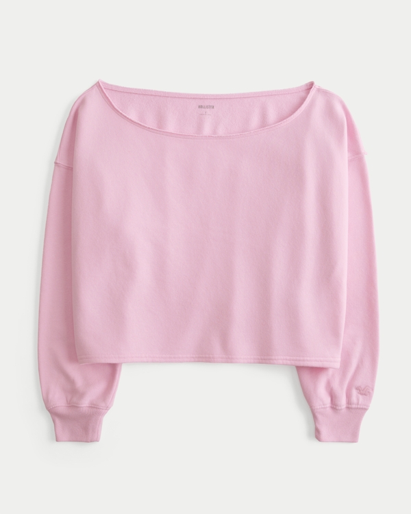 Easy Double Off-the-Shoulder Sweatshirt, Rose Quartz view 1