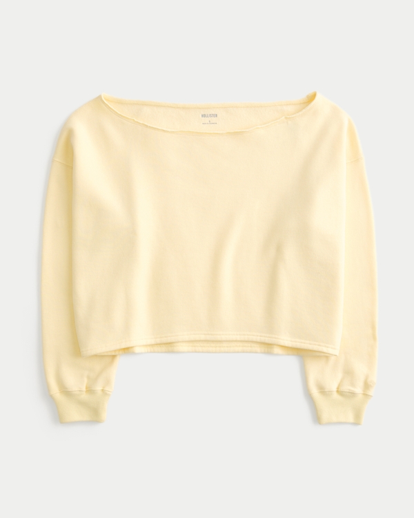Easy Double Off-the-Shoulder Sweatshirt, Butter Yellow view 1