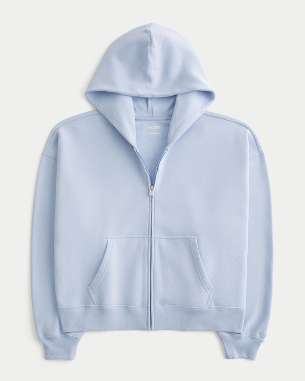Oversized Zip-Up Hoodie, Dusk Blue view 1