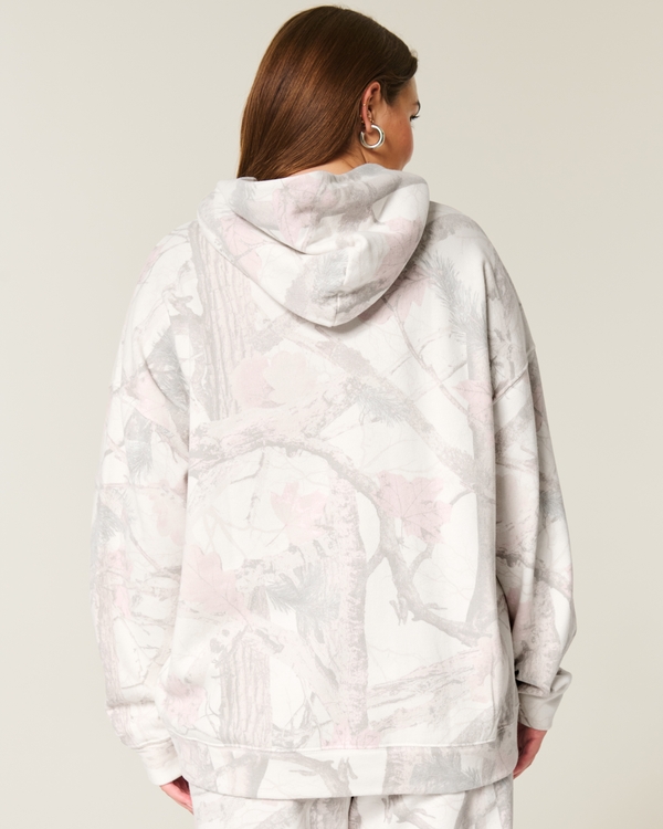 Hollister Feel Good Fleece Oversized Hoodie, White Camo view 2