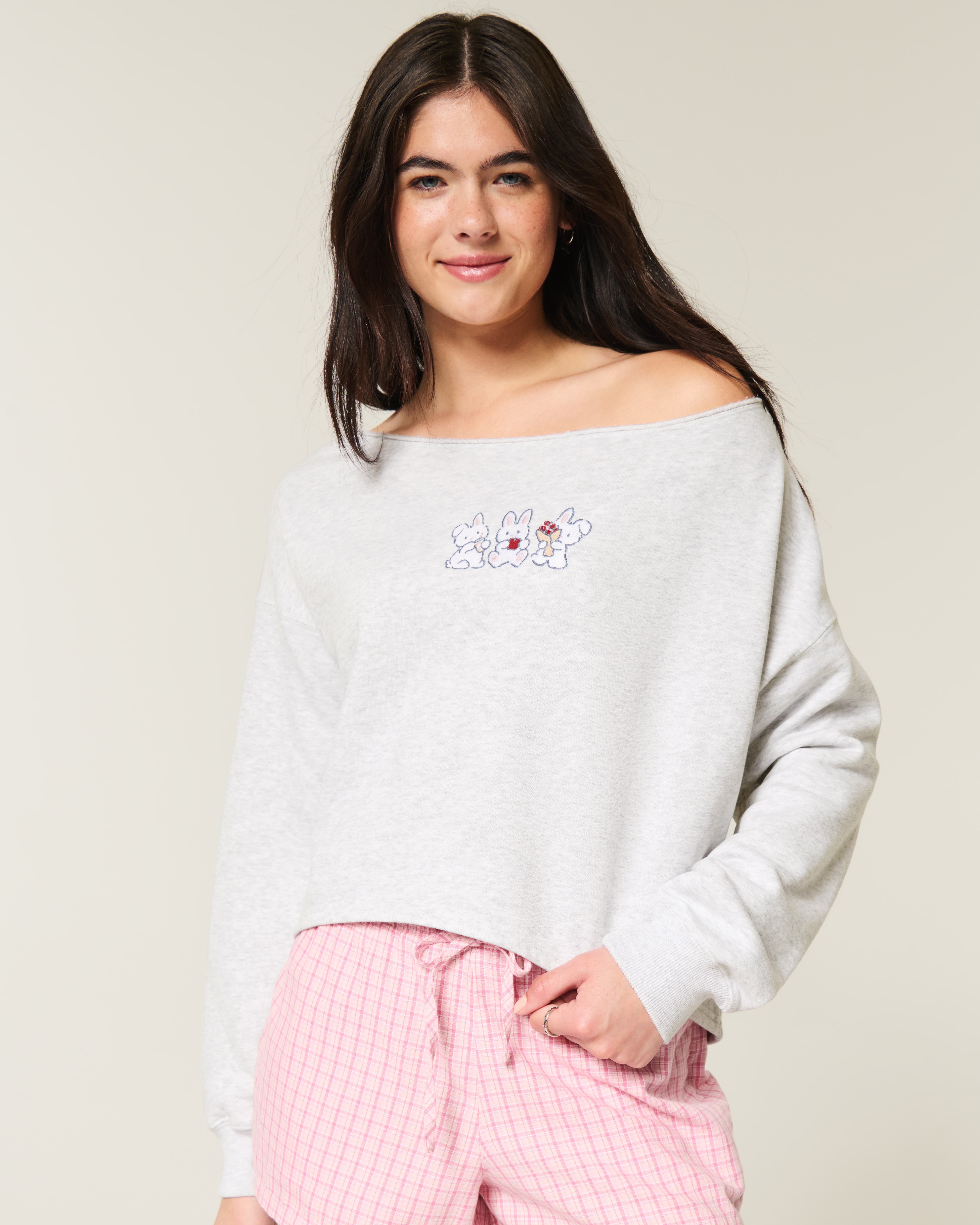 Women's Easy Graphic Double Off-the-Shoulder Sweatshirt