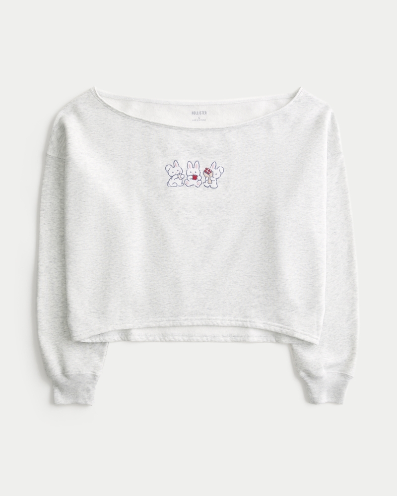 Easy Graphic Double Off-the-Shoulder Sweatshirt
