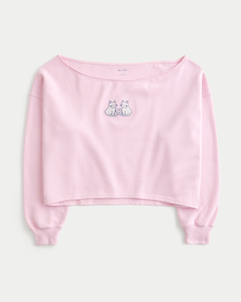 Easy Off-the-Shoulder Leopard Print Sweatshirt