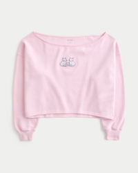 Easy Graphic Double Off-the-Shoulder Sweatshirt