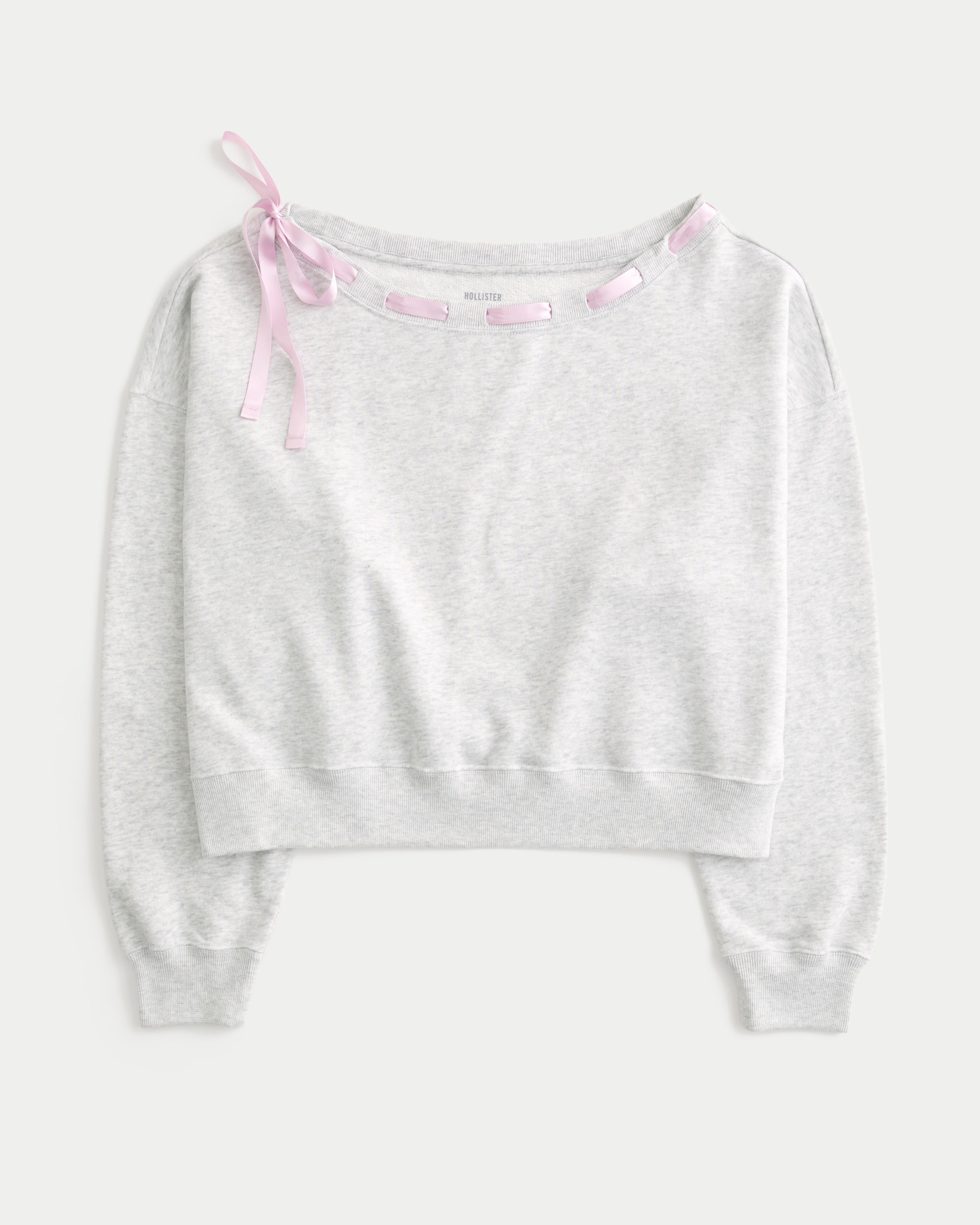 Off-the-Shoulder Tie Sweatshirt