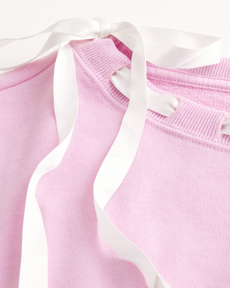 Off-the-Shoulder Tie Sweatshirt