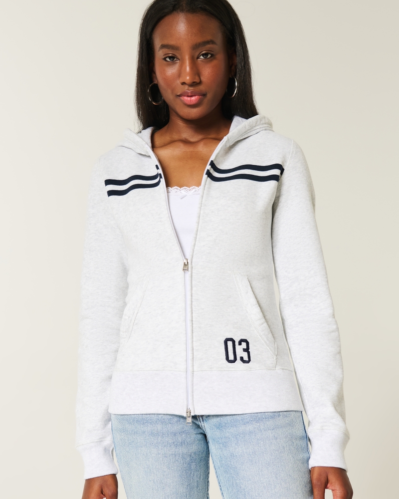 Striped 1998 Graphic Zip-Up Hoodie