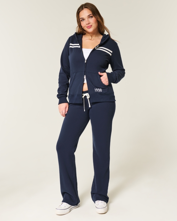 Striped 1998 Graphic Zip-Up Hoodie, Navy Blue view 2