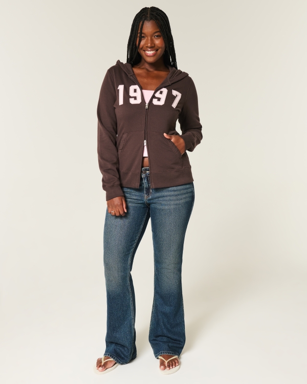 1997 Graphic Zip-Up Hoodie, Espresso view 2