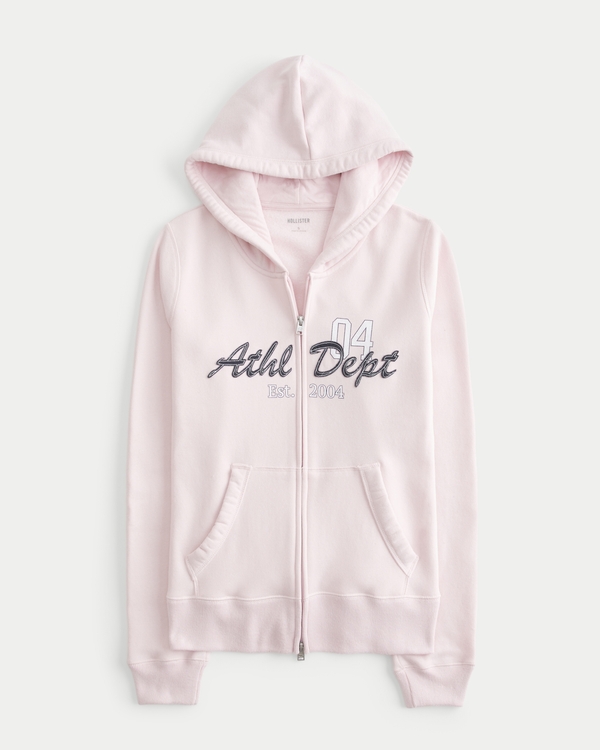 Slim Athletic Dept Graphic Zip-Up Hoodie, Light Pink view 1
