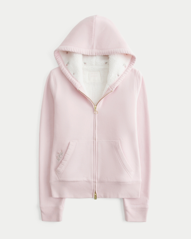 Women's Hollister x Crocs Sherpa-Lined Zip-Up Hoodie Women's
