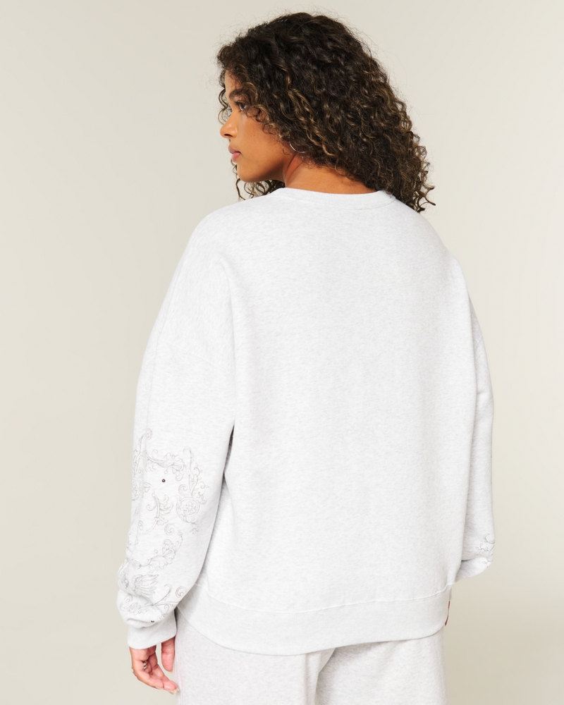 Easy Studded Graphic Crew Sweatshirt