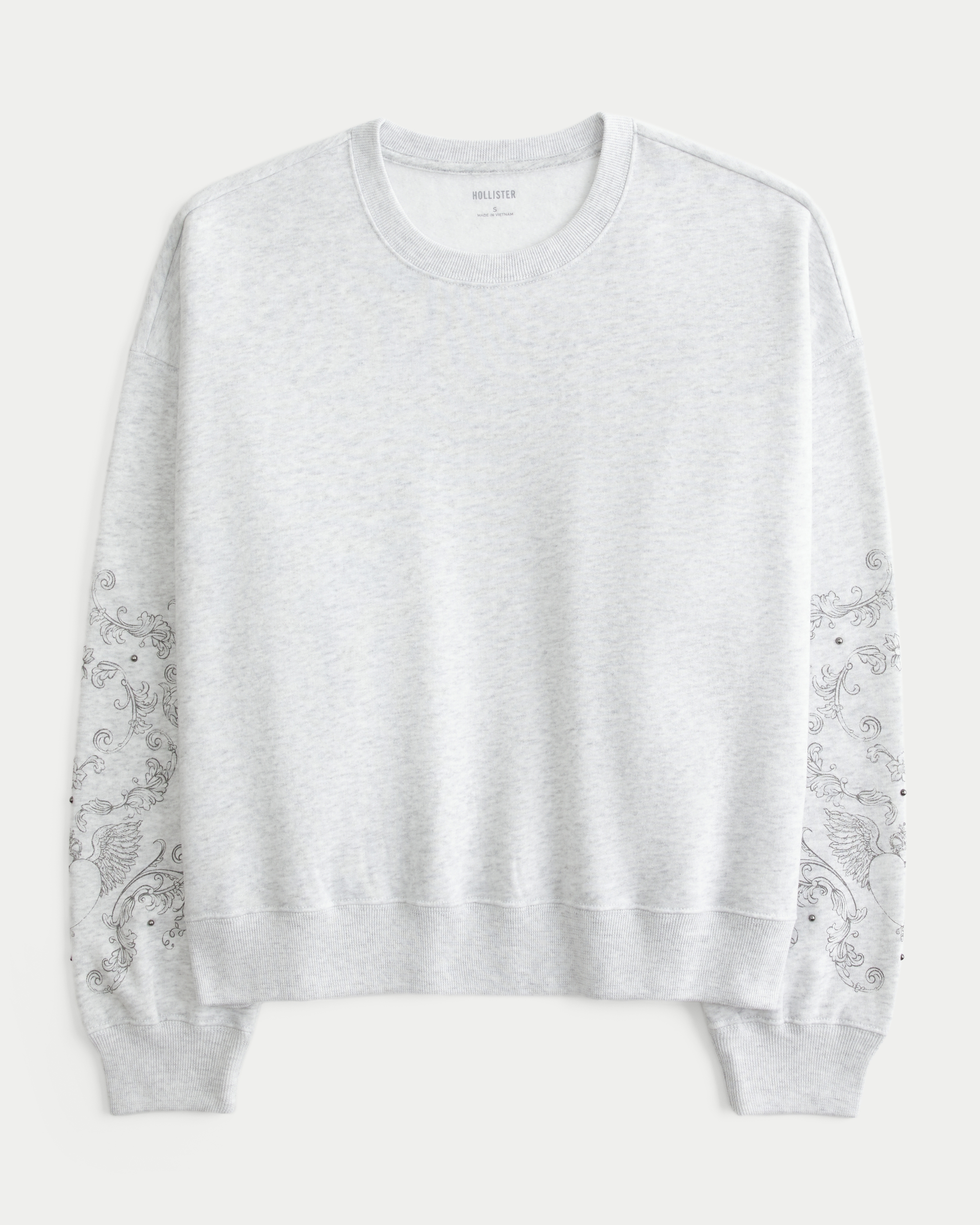 Easy Studded Graphic Crew Sweatshirt