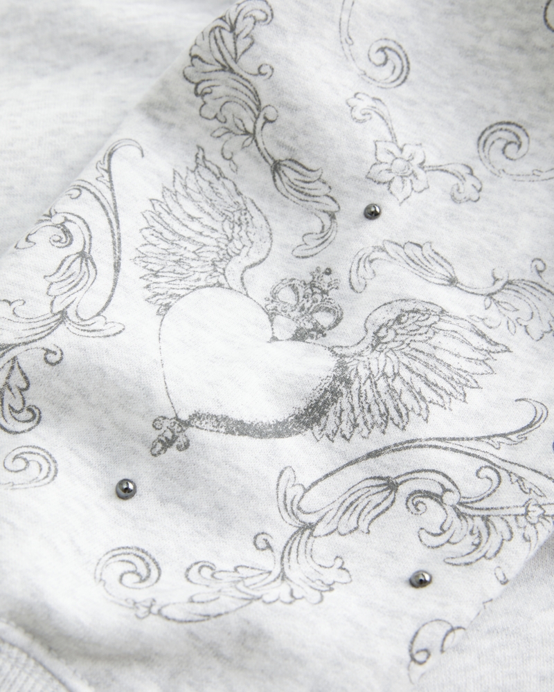 Easy Studded Graphic Crew Sweatshirt