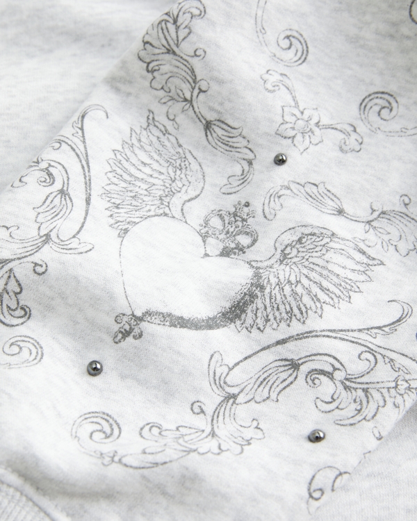 Easy Studded Graphic Crew Sweatshirt