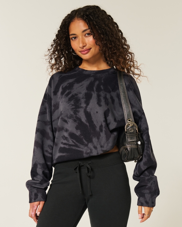 Easy Tie-Dye Pattern Crew Sweatshirt, Black Tie Dye view 2