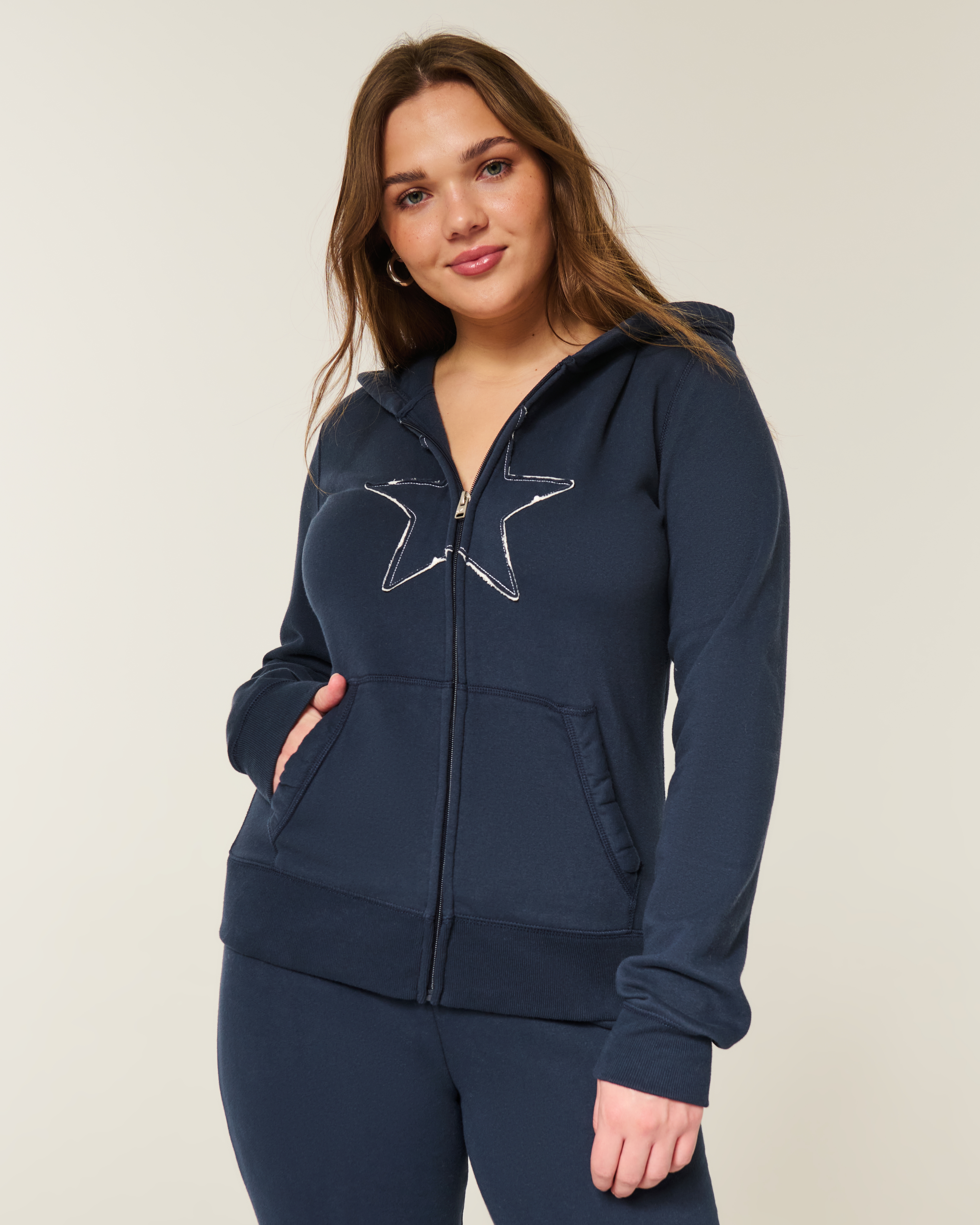 Star Graphic Zip-Up Hoodie
