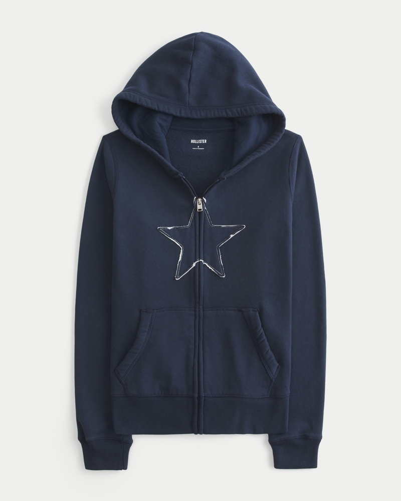 Star Graphic Zip-Up Hoodie