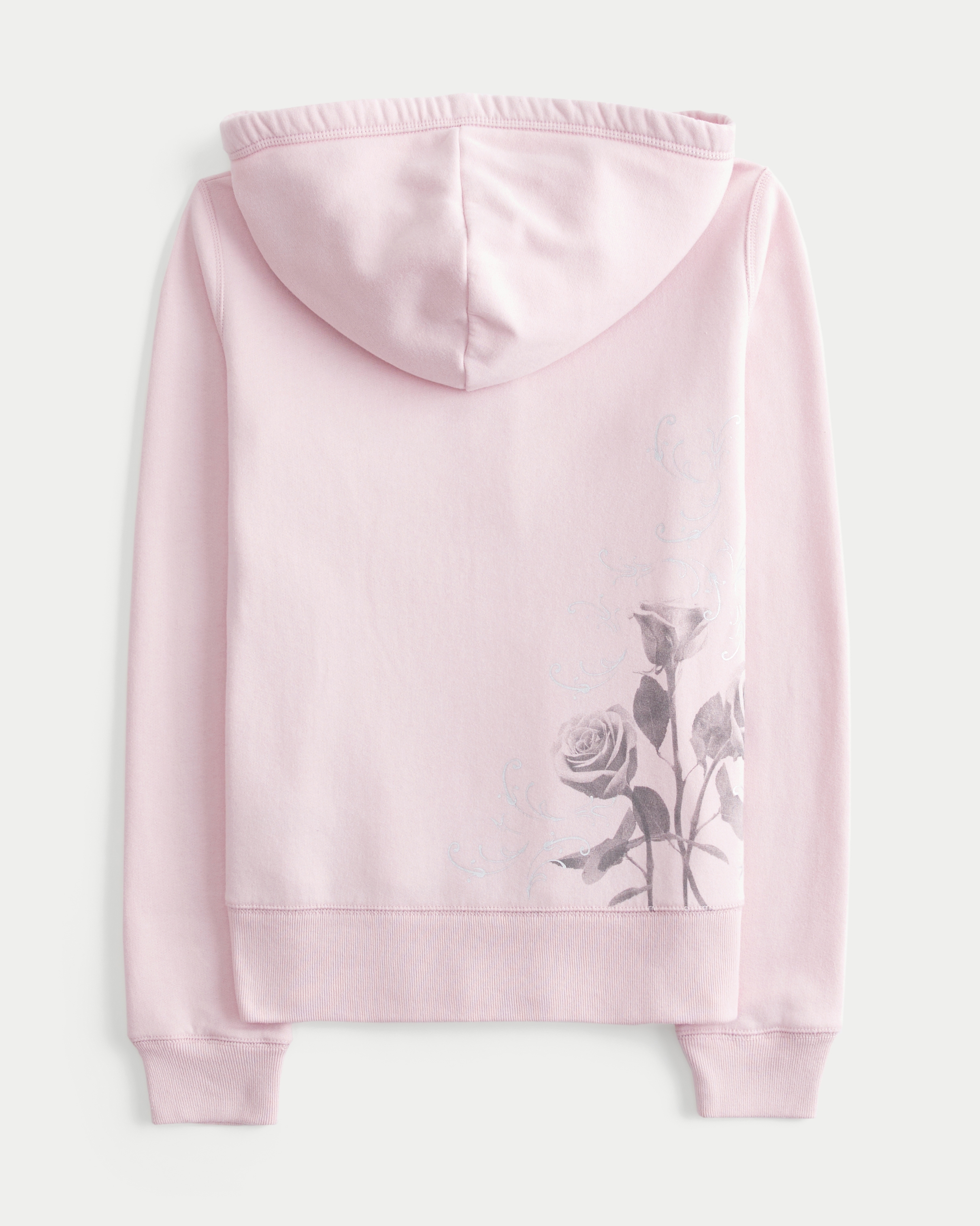 Rose Graphic Zip-Up Hoodie