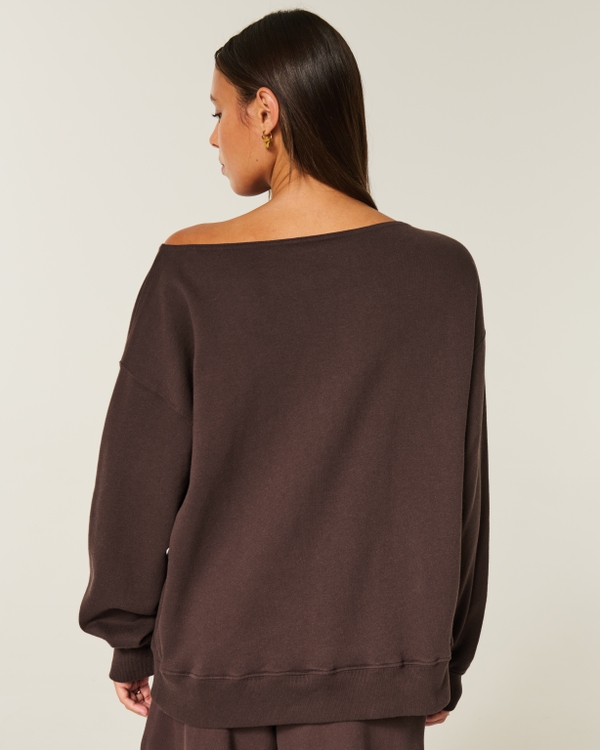Oversized Off-the-Shoulder Sweatshirt, Espresso view 2
