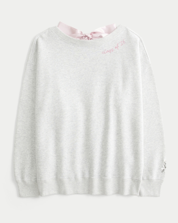 Oversized Class of '26 Back Bow Sweatshirt, Light Heather Grey view 1