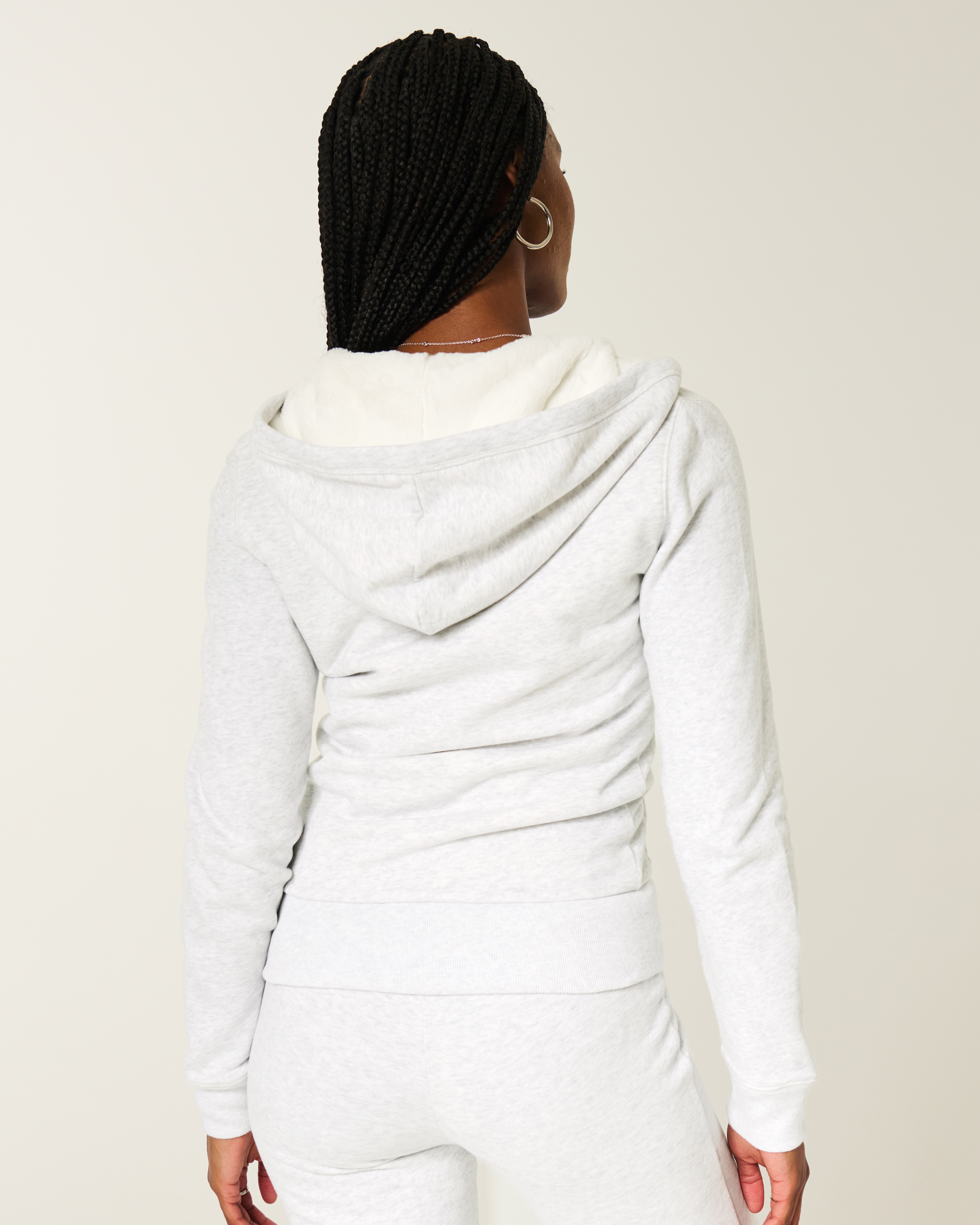 Faux Fur-Lined Zip-Up Hoodie