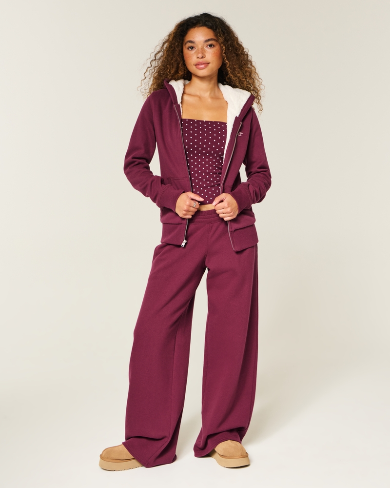 Faux Fur-Lined Zip-Up Hoodie