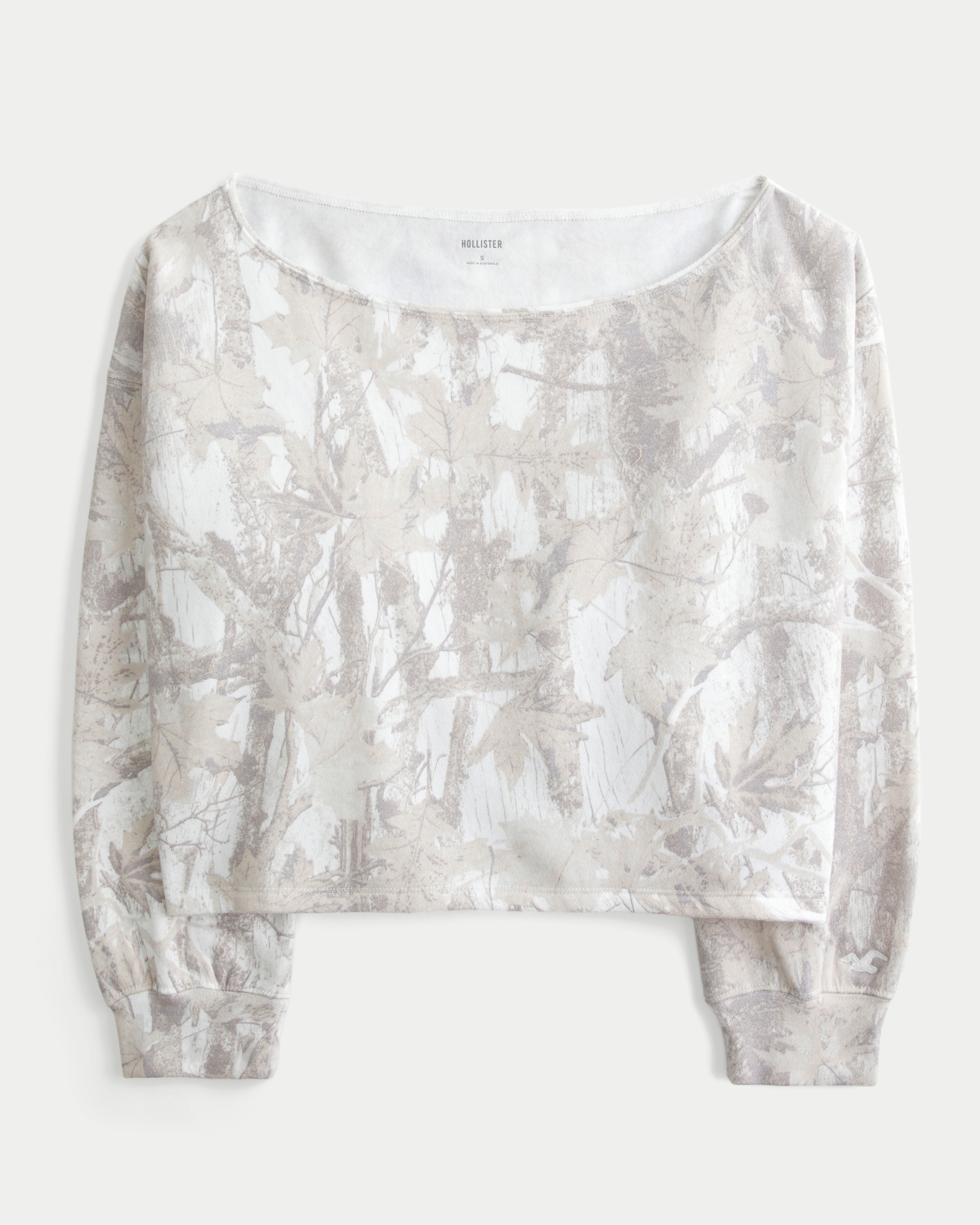 Easy Double Off-the-Shoulder Camo Sweatshirt