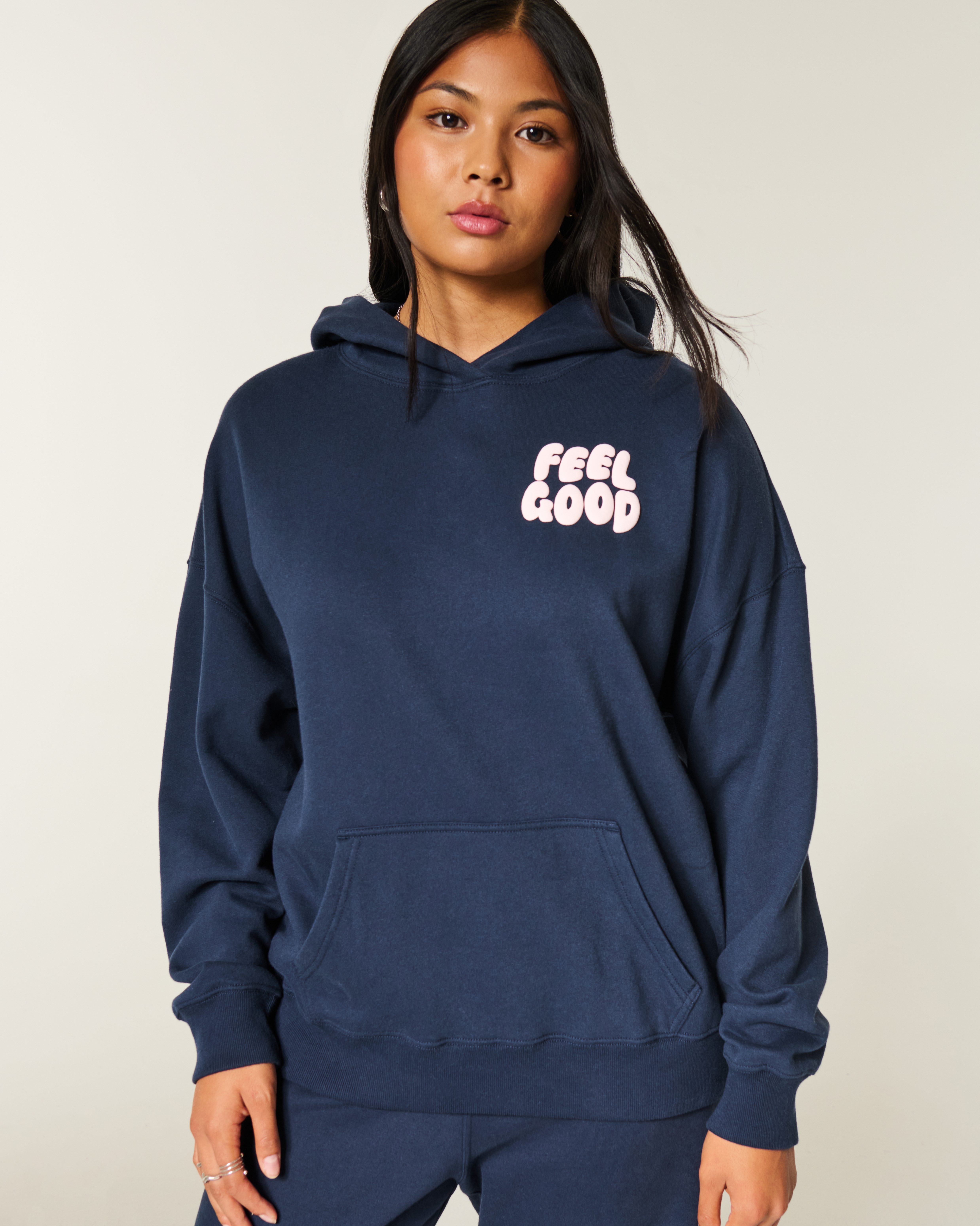 Hollister Feel Good Oversized Logo Graphic Hoodie