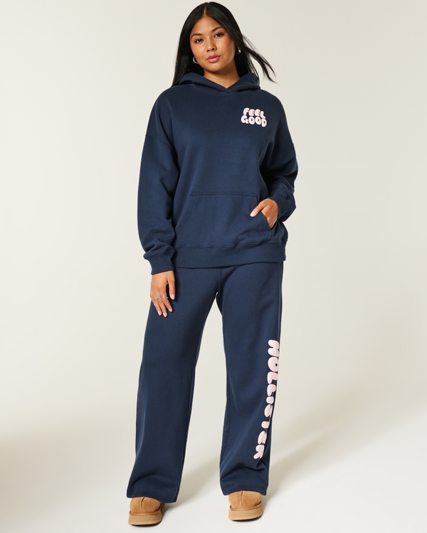 Hollister Feel Good Oversized Logo Graphic Hoodie