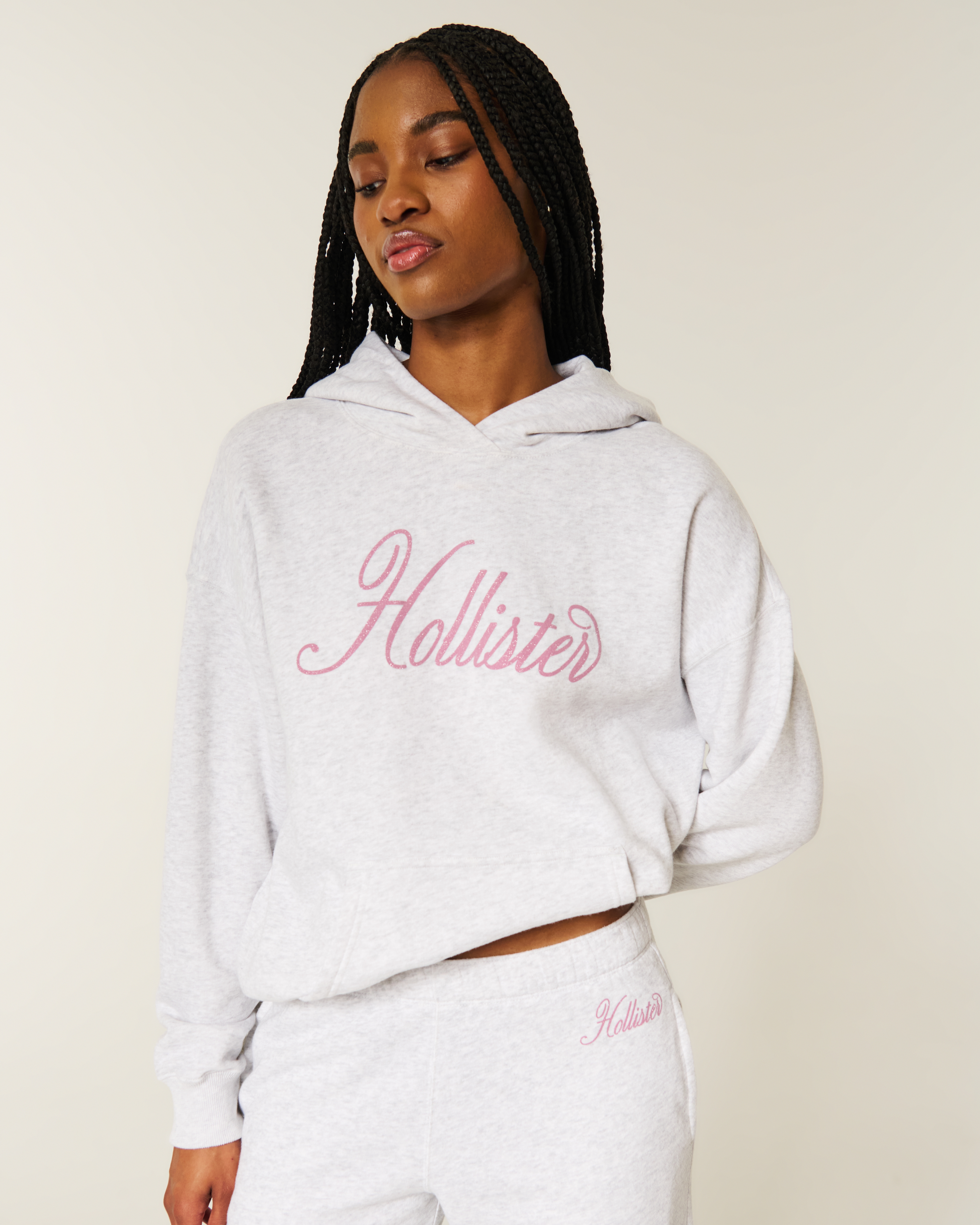 Oversized Sparkle Logo Graphic Hoodie