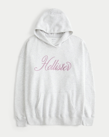 Hollister Hollister Feel Good Oversized Sparkle Logo Graphic Hoodie